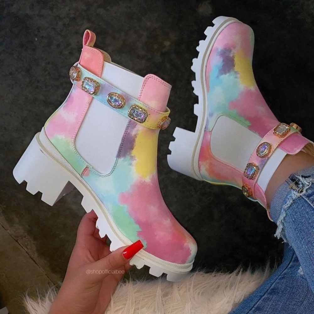 Pastel Water color rhinestone boots